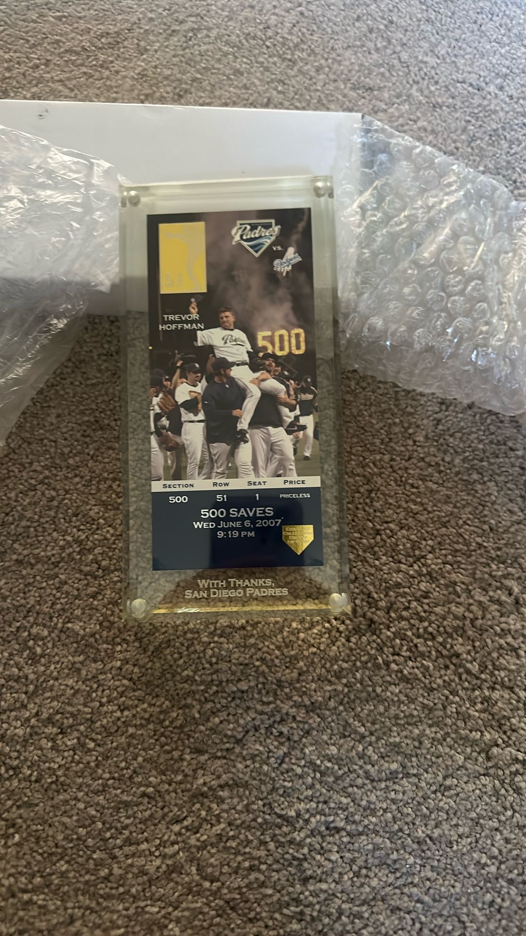 Brand New In The Box And In The Original Package, San Diego Padres Trevor Hoffman Commemorative Ticket