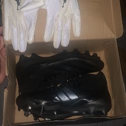 Adizero Impact cleats& white Jordan football gloves