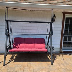 3 Seat Outdoor Swing With Canopy Frame