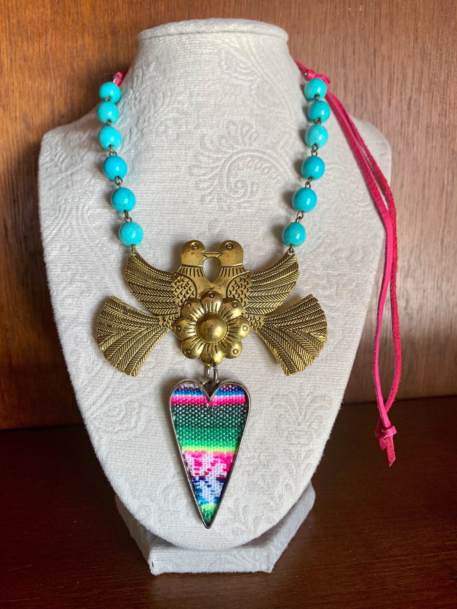 Vintage Chakra Rainbow Pride Doves & Heart Retro Antique Finish Adjustable Necklace with Gift Box