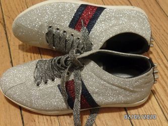 Gucci Original Bambi Glitter women's Silver Sneakers Size 8