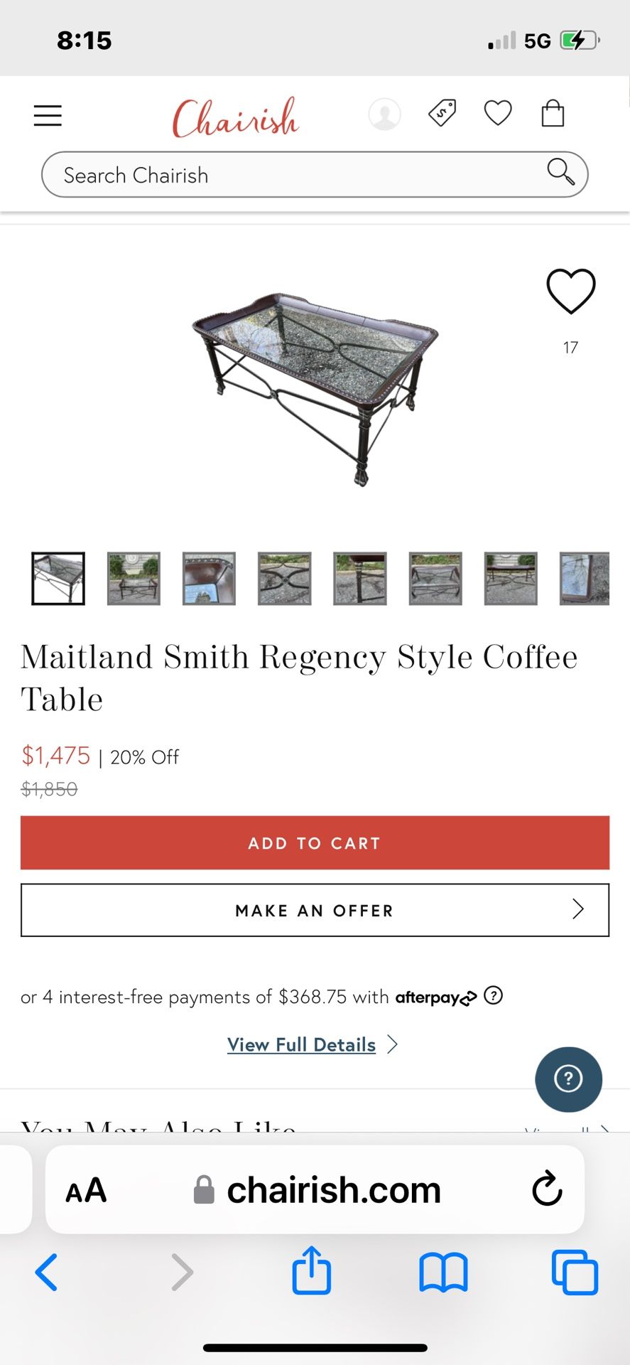 Maitland Smith Regeney Style Coffee Table 