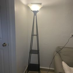 Black Floor Lamp with Shelves – 5’9” Tall