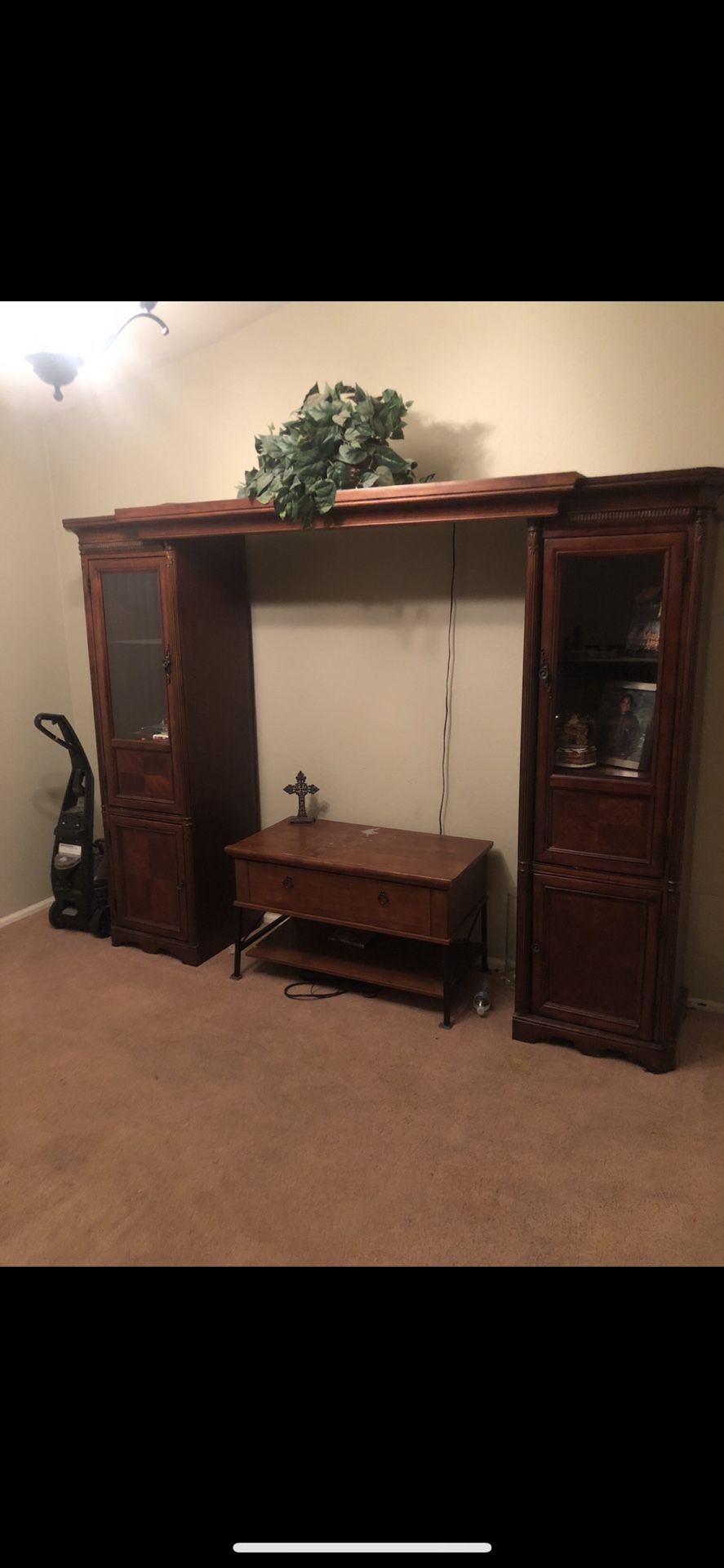 2 cabinet and bridge entertainment center
