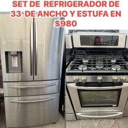 REFRIGERADOR DE 33 DE  ANCHO Y ESTUFA 5 QUE MADORES CON 2 MESES DE GARANTÍA 