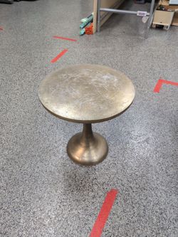 RH Kenzie Aged Brass Low Side Table. Restoration Hardware.