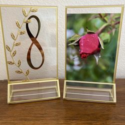 Acrylic Floating Picture Frames With Gold Edges and Stands