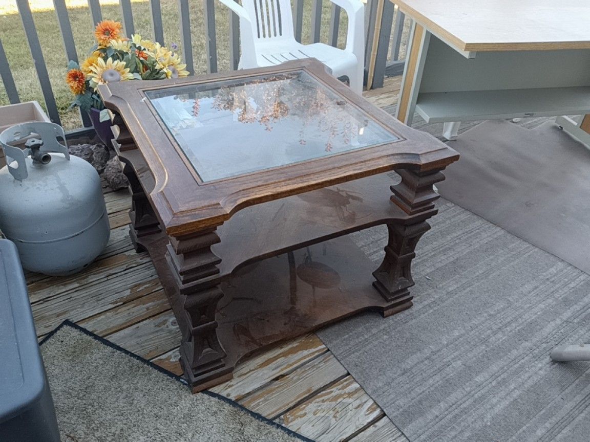 Mahogany Glass Top Table 