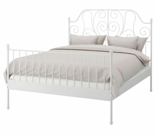 Ikea white metal queen size bed frame only for Sale in Irvine, CA OfferUp