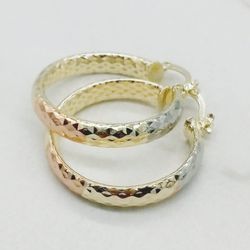 Hoops Earrings Ladies Tricolor Gold Filled Hoops Earrings Argollas 