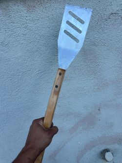 Vintage Metal Slotted Spatula – Wooden Handle Kitchen Tool