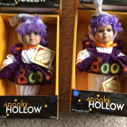 Halloween Porcelain  Dolls  (4).  9 Inches Tall $15 Each
