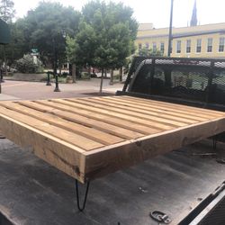 Queen size bed made from antique wood