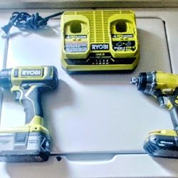 Ryobi Drill Set With Big Batteries And Dual Charger