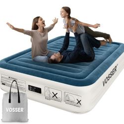 Queen Air Mattress with Built-in Pump,18''Fast & Easy Inflation/Deflation Inflatable Mattress, Foldable Blow Up Mattress with Storage Bag, Inflatable 