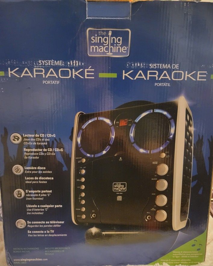 The Singing Machine SML383 Portable Karaoke System With CD Player Black