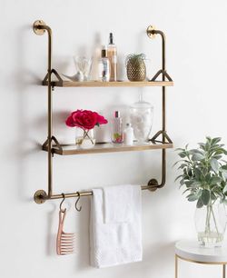 Gold Metal & Glass Wall Shelves – Kate and Laurel – New