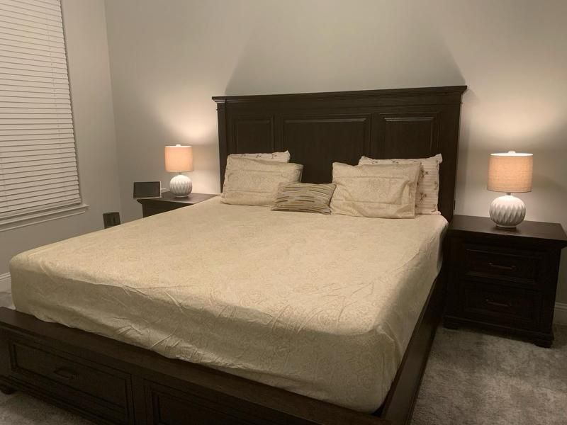 Rosewood King Bed with Storage Drawers + 2 Side Drawers