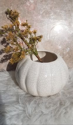 Cream Raku Pot