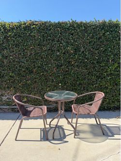 Outdoor Patio Bistro Set – Metal & Glass