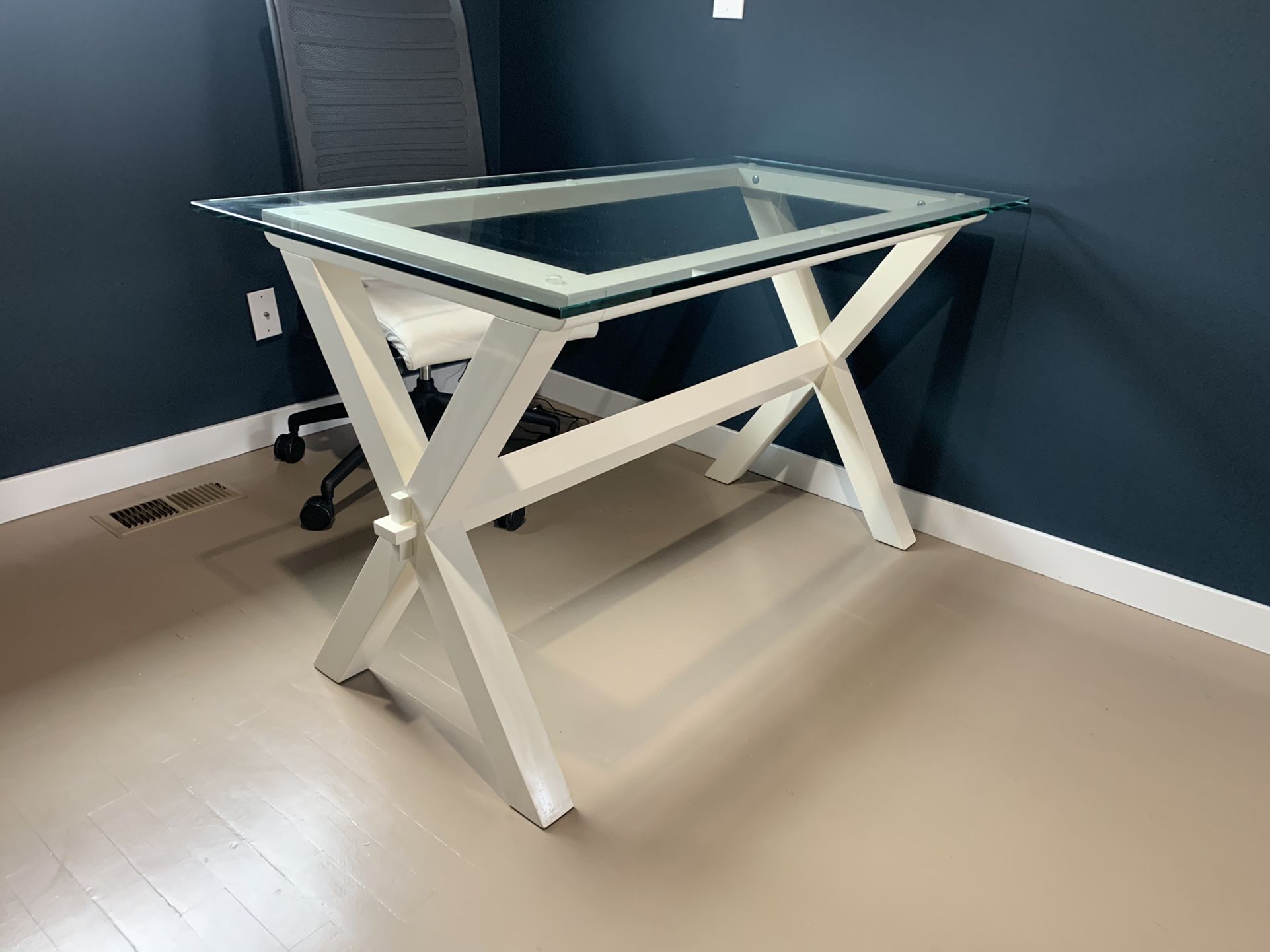 Pottery barn glass desk Table - Excellent Condition