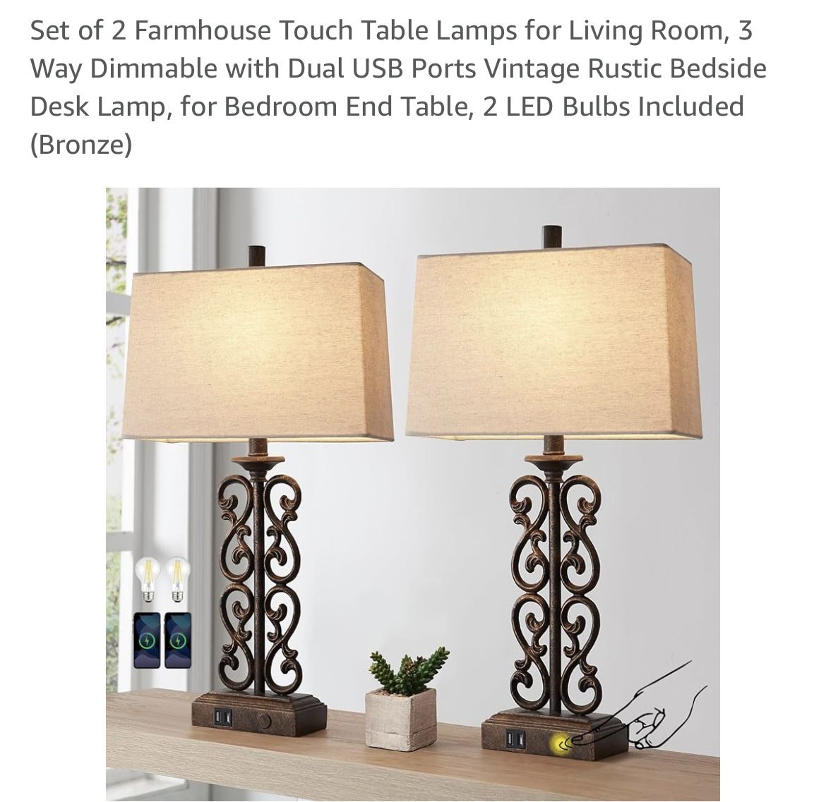 Set Of Farmhouse Touch Table Lamps