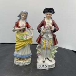 Two Victorian Vintage Men And Lady Figurines
