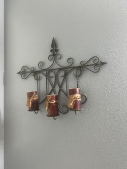 Iron Candle Holder With 3 Candles 