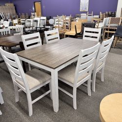 7pc Kitchen Dining Set (Table + 6 Chairs)