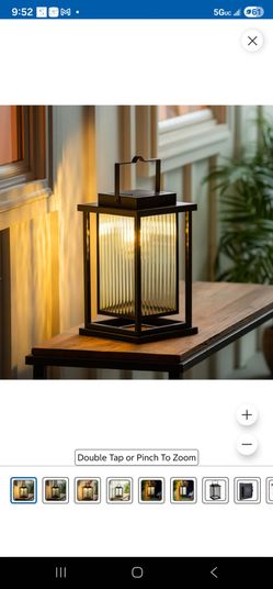 Black Metal Lantern with Ribbed Glass Panels