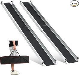 4FT Adjustable Wheelchair Ramp 48" L x 7.4" W For Wheelchairs