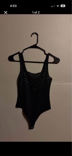 Black Rhinestone Bodysuit