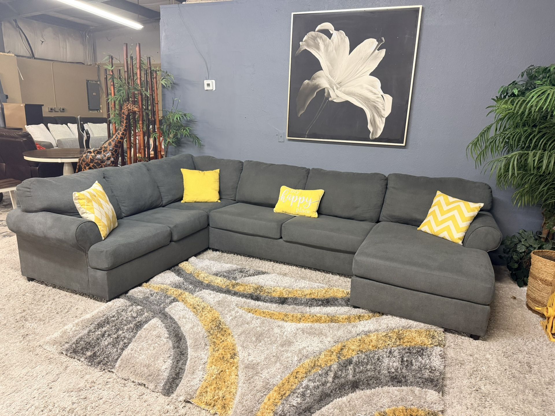 Large Ashley Furniture 3 Piece Grey Sectional Couch Delivery Available