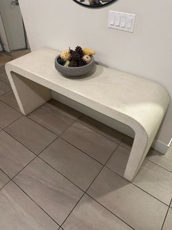 Sculptural White Stone Waterfall Console Table