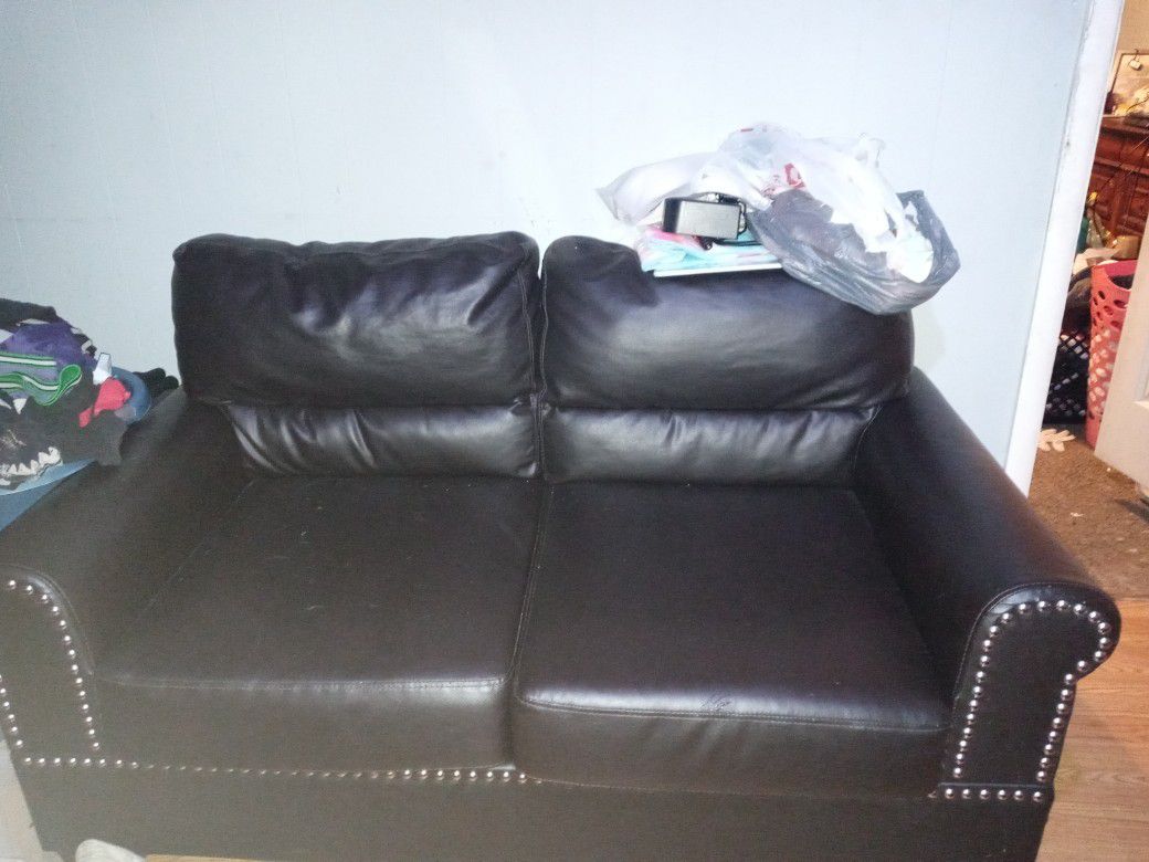 Black Leather 2 Seater Couch