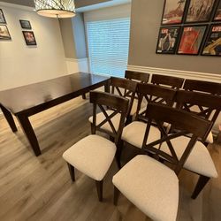Solid Dark Wood Dining Table & Chairs