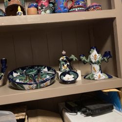Talavera Iris Food Tray Candle Holders