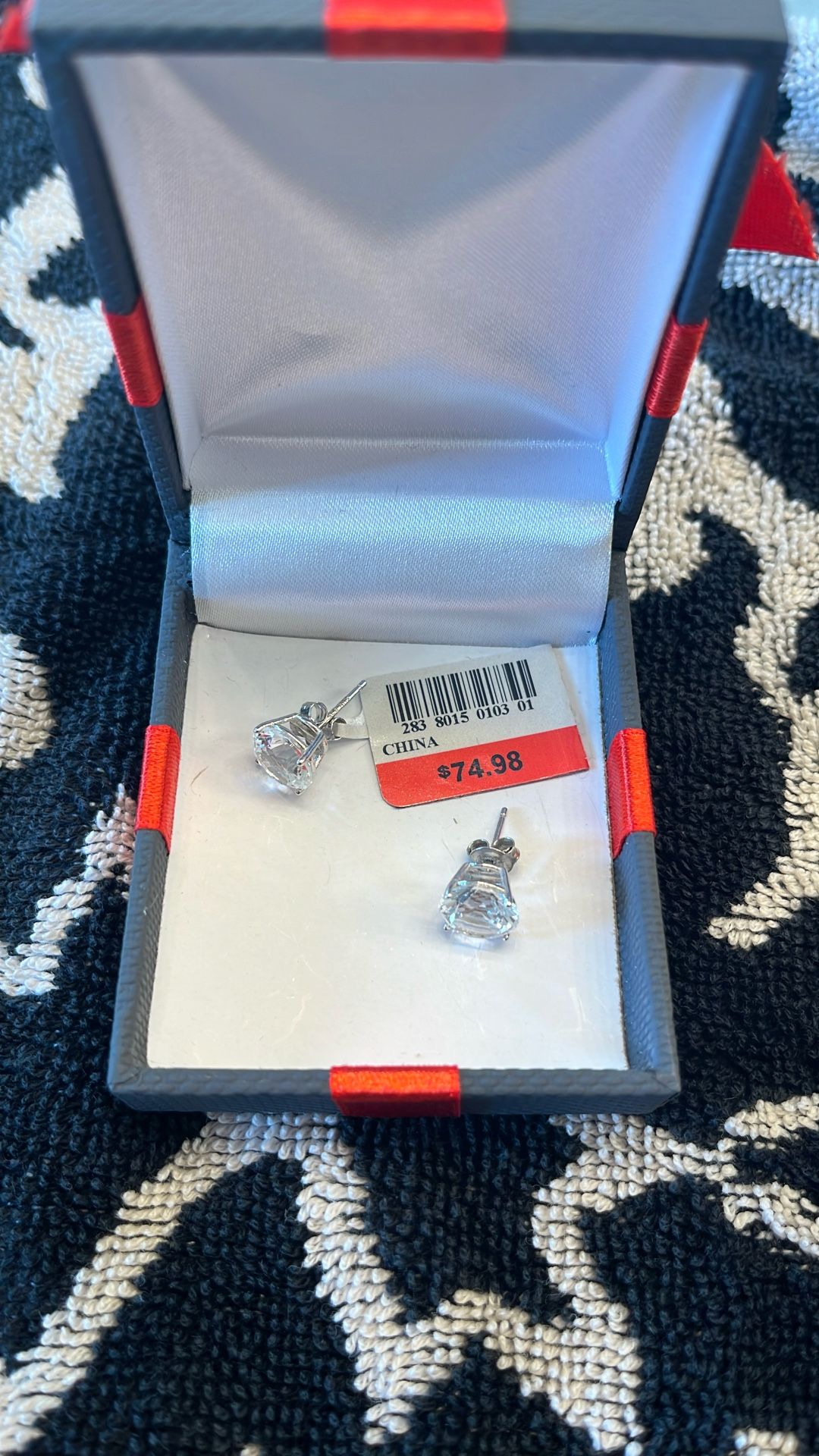 Lab Created Saph Sterling Silver Studs