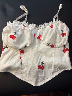 White cherry crop top