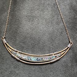 Vintage necklace with abalone shell inlay
