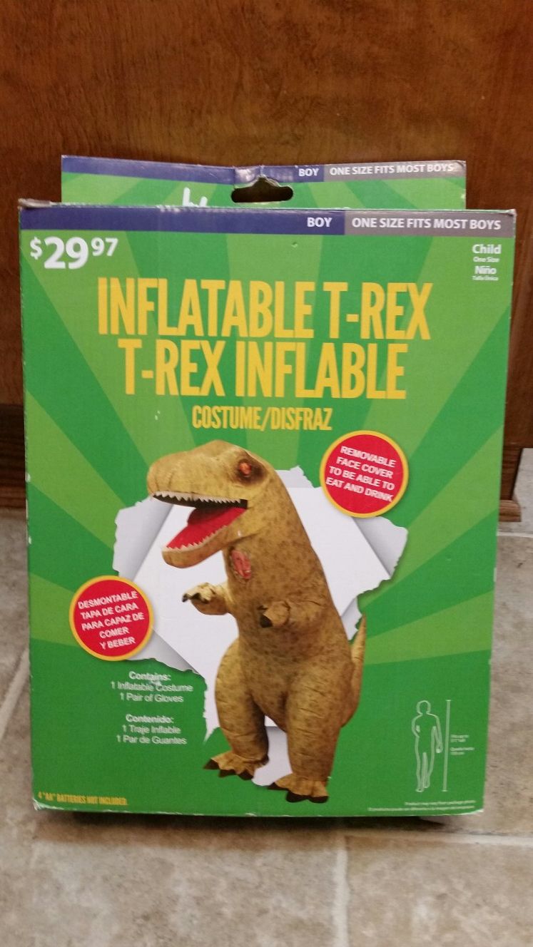 Kids T-Rex Inflatable Costume. Used 1 Time. In Perfect condition