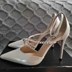 Saks Fifth Avenue silver high heels