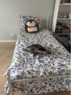 Twin Bed with LED Lights and charger ports.
