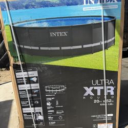 Pool INTEX Ultra XTR Piscina Redonda Elevada de 20Pies x 52 Pulgadas, Bomba de Filtro de Arena
