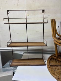 Metal and wood wall shelves