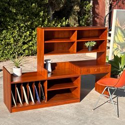 Danish Modern Modular Wall Unit Credenza Expanding Media Console - w/ Desk