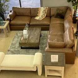 Emilia Caramel Leather 5pc Modular Sectional
