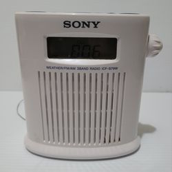 Sony ICF-S79W Weather/FM/AM 3-Band Digital Portable Shower Radio.

M