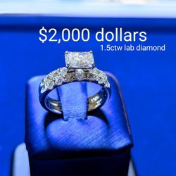 14k White Gold Engagement Lab Diamonds 1.79ct