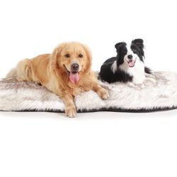 Laifug Luxury Faux Fur Dog Bed, 5-inch Thick Grade Ultra Soft Orthopedic Memory Foam Dog Bed with Faux Fur Cover, Plush Pup Rug with Removable Cover, 